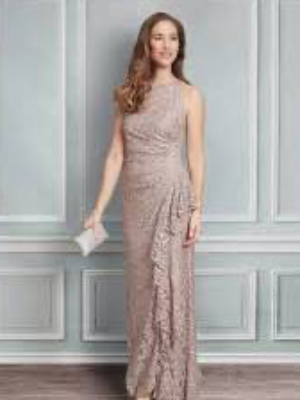 NWT Alex Evenings 4P Elaine Lace Cascade Gown Dress